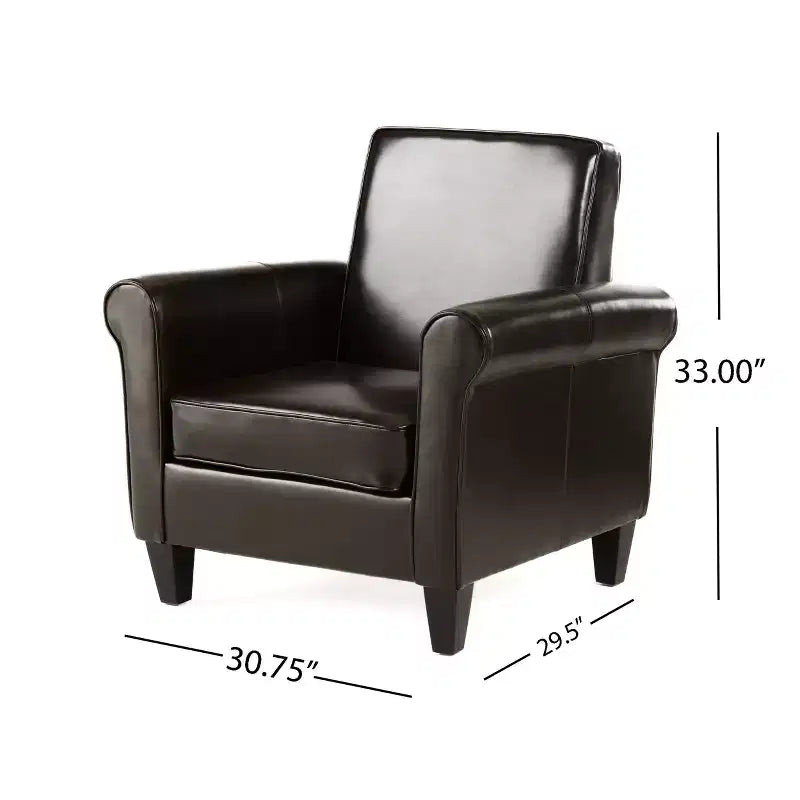 Cinnabar Contemporary Upholstered Club Chair with Rolled Arm