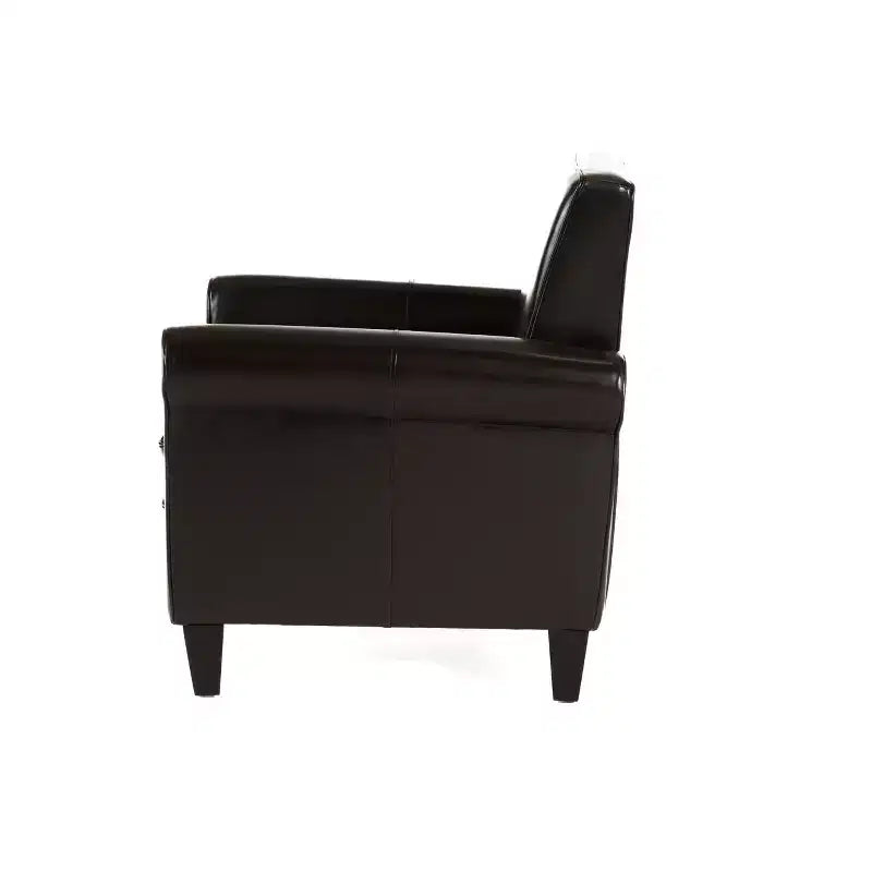 Cinnabar Contemporary Upholstered Club Chair with Rolled Arm