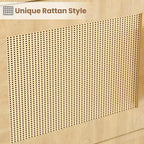 Étagère bohème à 5 niveaux avec portes en rotin, bibliothèque en bois avec armoire de rangement, grande bibliothèque haute pour salon