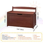 Coffre à jouets en bois pour enfants, boîte de rangement pour jouets pour tout-petits avec couvercle à charnière et charnière de sécurité, grand banc de rangement pour enfants de 83 x 45,5 x 61 cm, cerisier