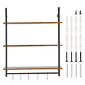 VEVOR Industrial Pipe Shelf, 3 Tier 32x9.84in, Wall-Mount Floating Rustic Wood Shelves Bracket Display Bookshelf,Storage Rack Sundries Holder, Black