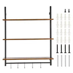 VEVOR Industrial Pipe Shelf, 3 Tier 32x9.84in, Wall-Mount Floating Rustic Wood Shelves Bracket Display Bookshelf,Storage Rack Sundries Holder, Black