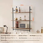 Étagère murale style industriel 3 niveaux 81x25cm, en bois rustique avec supports, pour livres, bibelots, noir