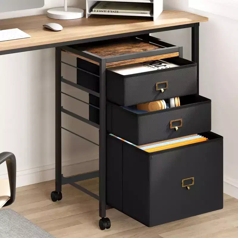 Drawer File CabinetMobile Filing Cabinet Rolling Printer Stand Fits A4 or Letter Size, Fabric Vertical File Cabinet with Wheels,Under Storage Cabinet