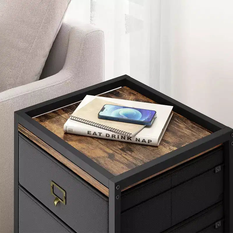 Drawer File CabinetMobile Filing Cabinet Rolling Printer Stand Fits A4 or Letter Size, Fabric Vertical File Cabinet with Wheels,Under Storage Cabinet