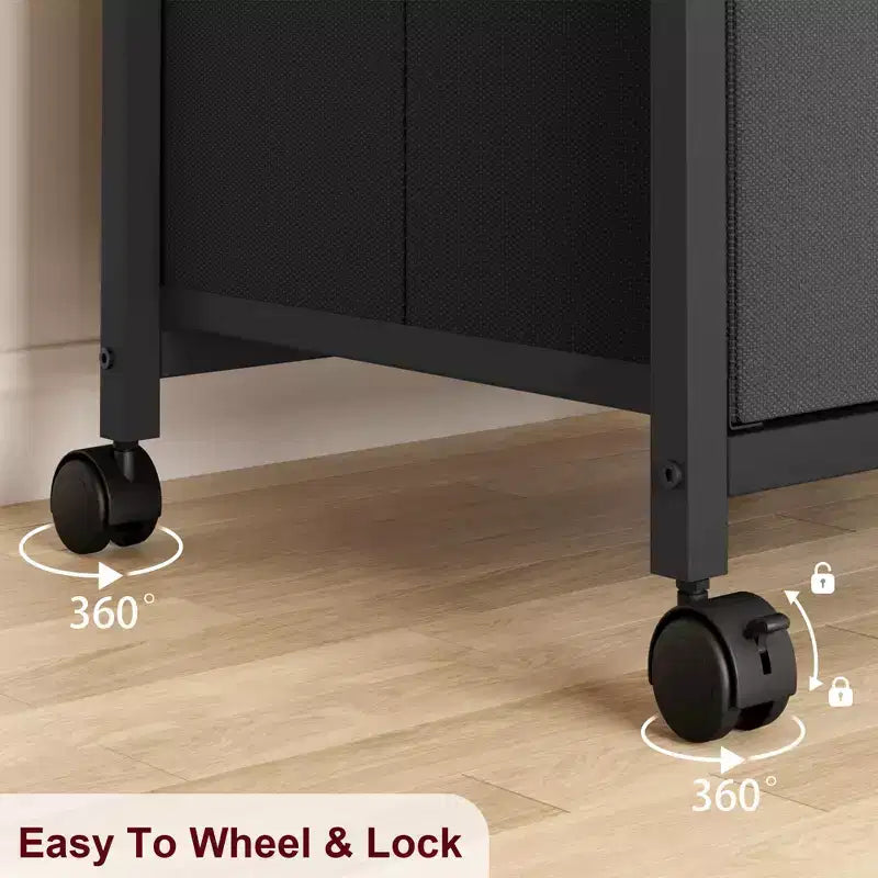 Drawer File CabinetMobile Filing Cabinet Rolling Printer Stand Fits A4 or Letter Size, Fabric Vertical File Cabinet with Wheels,Under Storage Cabinet