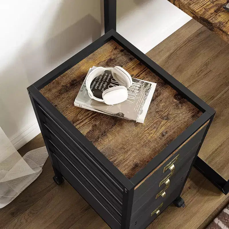 Drawer File CabinetMobile Filing Cabinet Rolling Printer Stand Fits A4 or Letter Size, Fabric Vertical File Cabinet with Wheels,Under Storage Cabinet