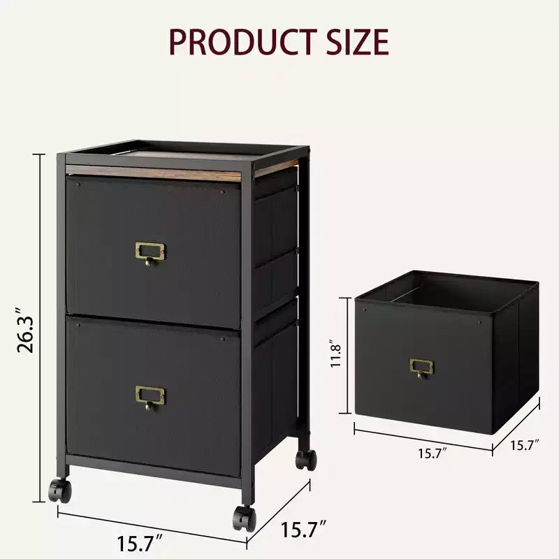 Drawer File CabinetMobile Filing Cabinet Rolling Printer Stand Fits A4 or Letter Size, Fabric Vertical File Cabinet with Wheels,Under Storage Cabinet