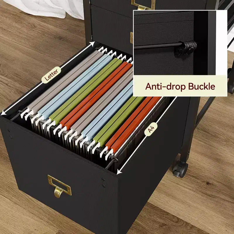 Drawer File CabinetMobile Filing Cabinet Rolling Printer Stand Fits A4 or Letter Size, Fabric Vertical File Cabinet with Wheels,Under Storage Cabinet
