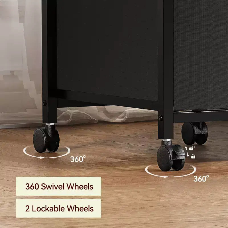 Drawer File CabinetMobile Filing Cabinet Rolling Printer Stand Fits A4 or Letter Size, Fabric Vertical File Cabinet with Wheels,Under Storage Cabinet