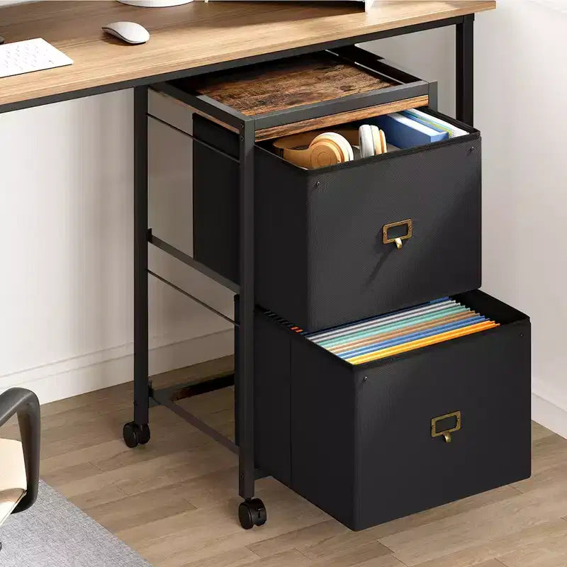Drawer File CabinetMobile Filing Cabinet Rolling Printer Stand Fits A4 or Letter Size, Fabric Vertical File Cabinet with Wheels,Under Storage Cabinet