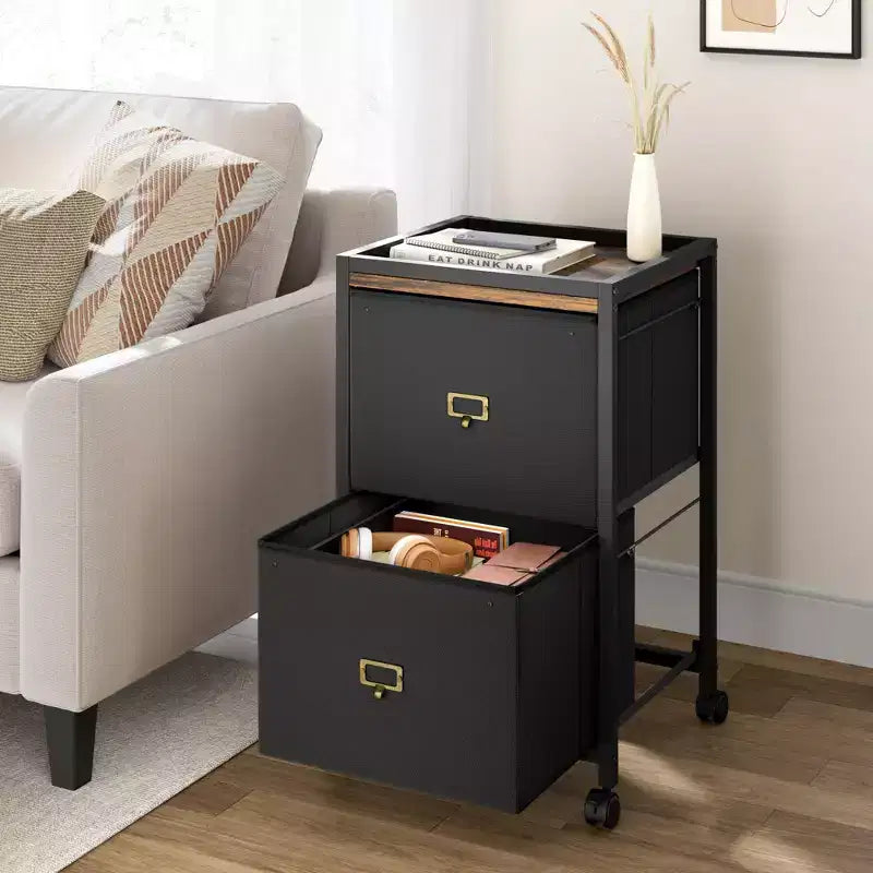Drawer File CabinetMobile Filing Cabinet Rolling Printer Stand Fits A4 or Letter Size, Fabric Vertical File Cabinet with Wheels,Under Storage Cabinet