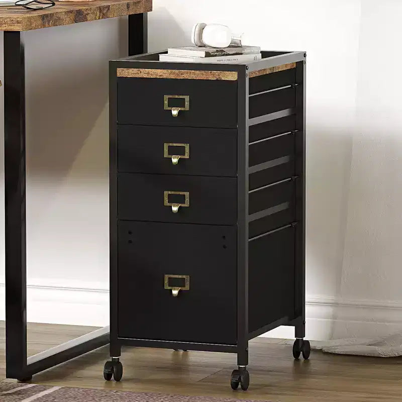Drawer File CabinetMobile Filing Cabinet Rolling Printer Stand Fits A4 or Letter Size, Fabric Vertical File Cabinet with Wheels,Under Storage Cabinet