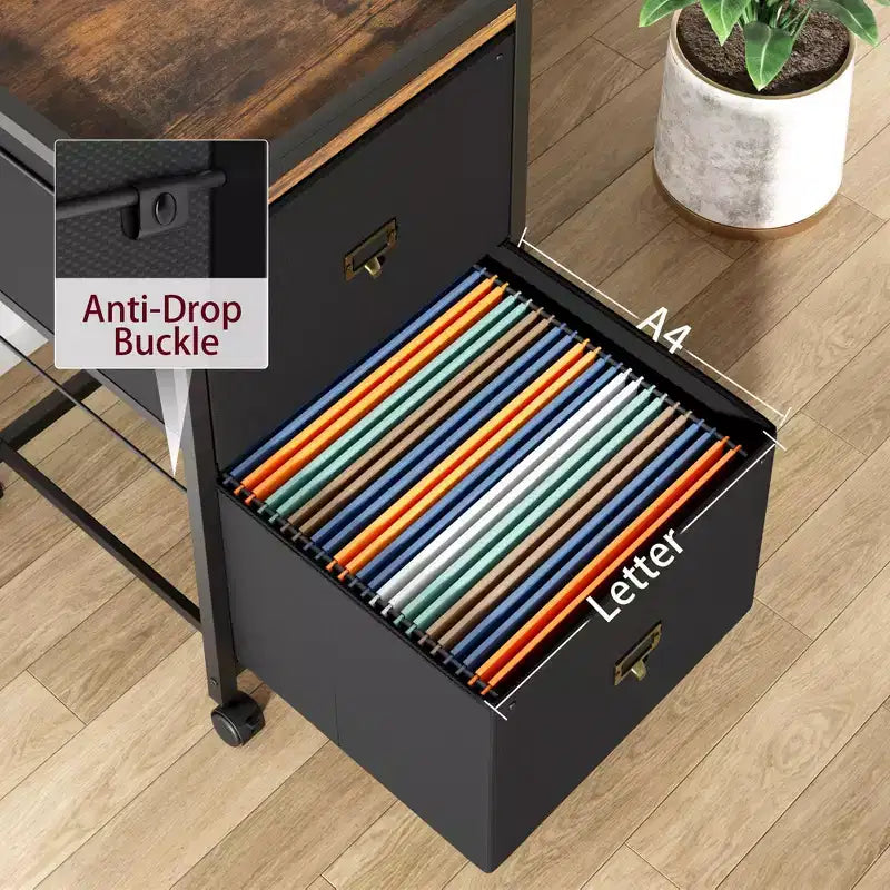Drawer File CabinetMobile Filing Cabinet Rolling Printer Stand Fits A4 or Letter Size, Fabric Vertical File Cabinet with Wheels,Under Storage Cabinet