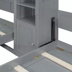 Lit escamotable double avec étagères-pieds convertibles et unité de rangement centrale