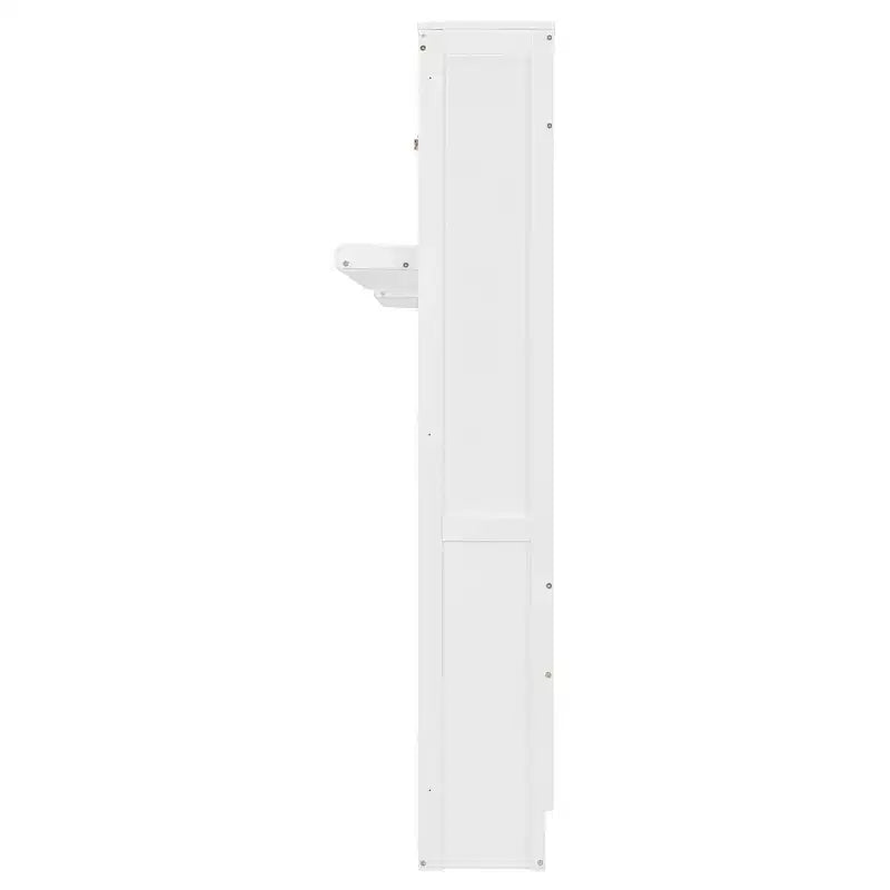 Dual Twin Size Murphy Bed with Convertible Shelf-Legs and Central Storage Unit