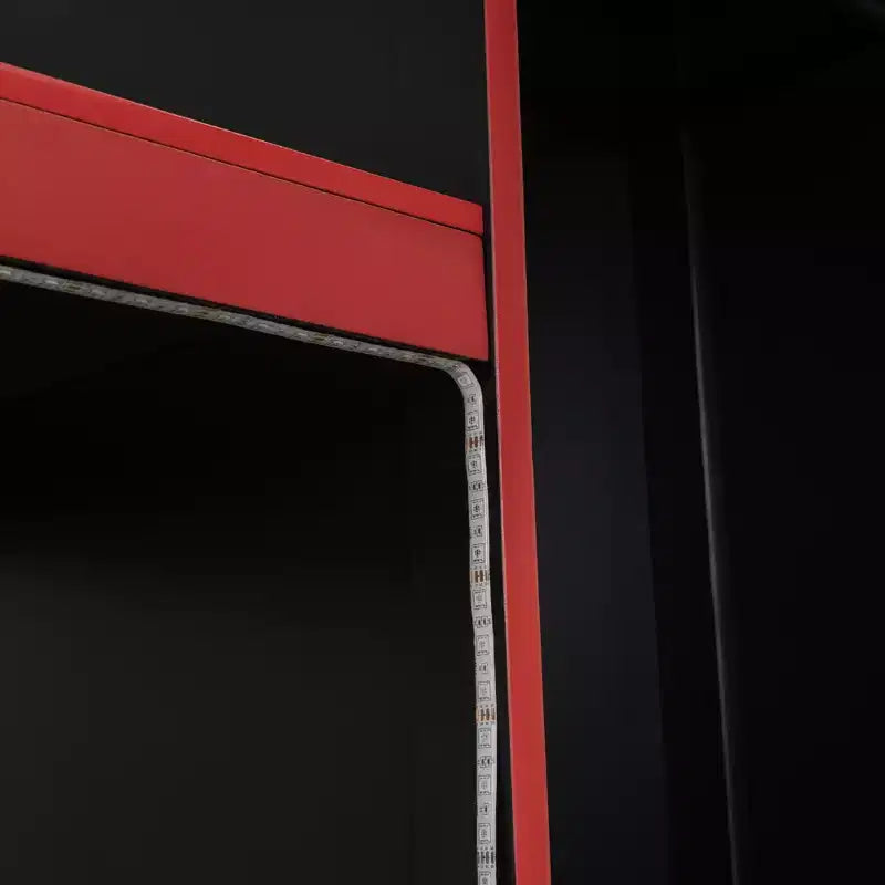 Twin/Full Size Gaming Loft Bed with Built-in Desk, Wardrobe, LED and a Drawer, Pine Wood Bed Frame, Black
