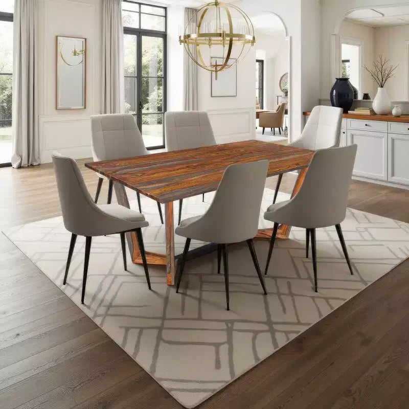 Royal Hampton 67 Inch Rectangular Sheesham Wood Dining Table with Black Metal Trestle Base
