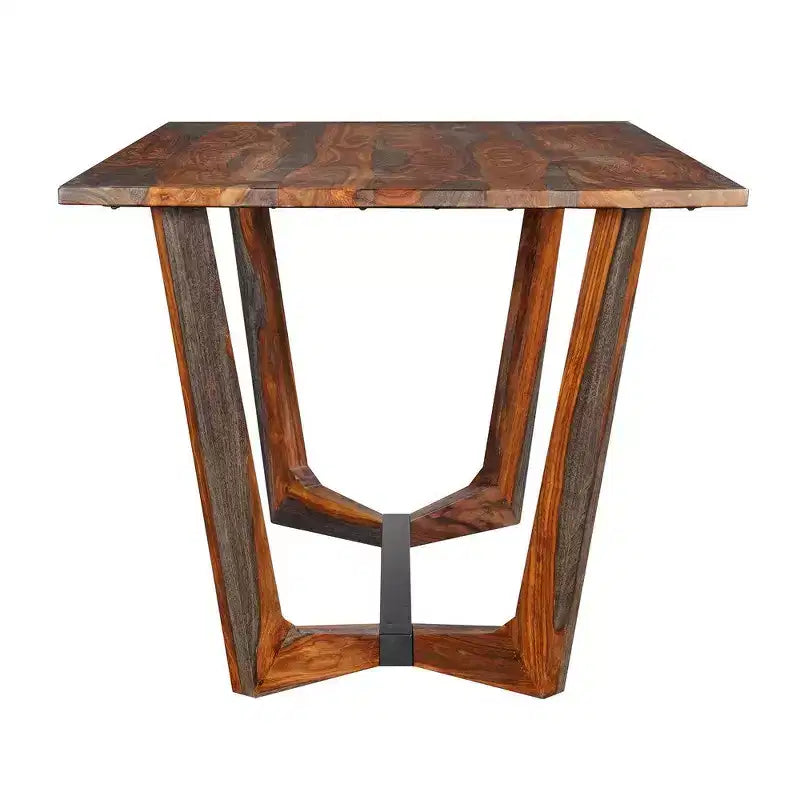 67 Inch Rectangular Sheesham Wood Dining Table with Black Metal Trestle Base