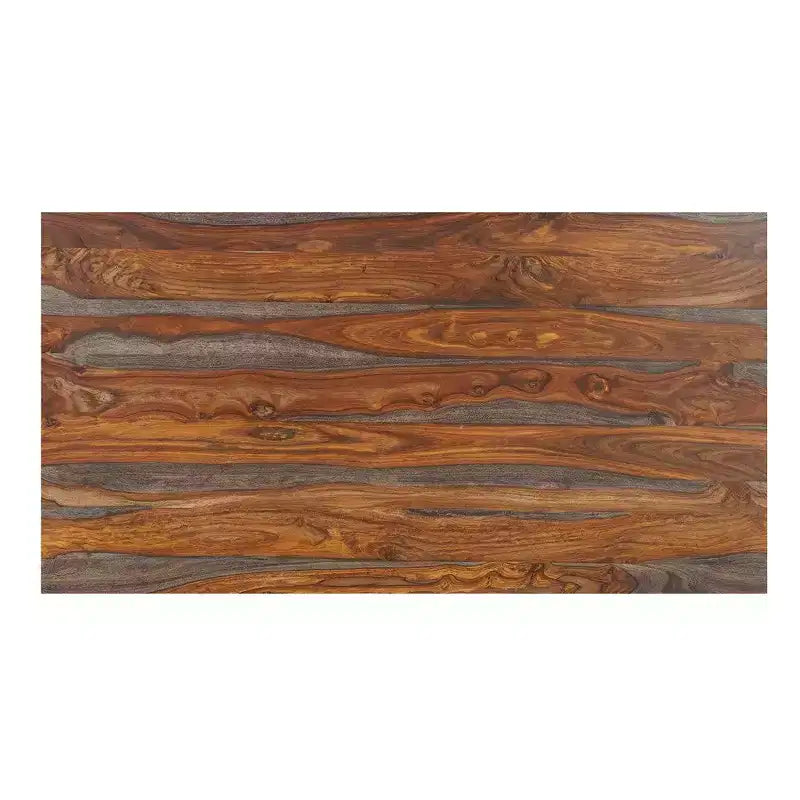67 Inch Rectangular Sheesham Wood Dining Table with Black Metal Trestle Base