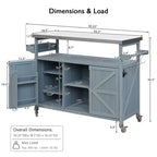 Îlot de cuisine extérieure, chariot de bar roulant et meuble de rangement, table de grillade extérieure style ferme avec plateau en acier inoxydable, porte-serviettes
