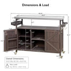 Îlot de cuisine extérieure, chariot de bar roulant et meuble de rangement, table de grillade extérieure style ferme avec plateau en acier inoxydable, porte-serviettes
