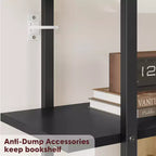 Étagère en rotin à 5 niveaux, bibliothèque ouverte de 180,6 cm avec armoire, étagère de présentation autoportante avec cadre en métal, étagère de rangement ouverte pour chambre à coucher
