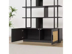 Étagère en rotin à 5 niveaux, bibliothèque ouverte de 180,6 cm avec armoire, étagère de présentation autoportante avec cadre en métal, étagère de rangement ouverte pour chambre à coucher