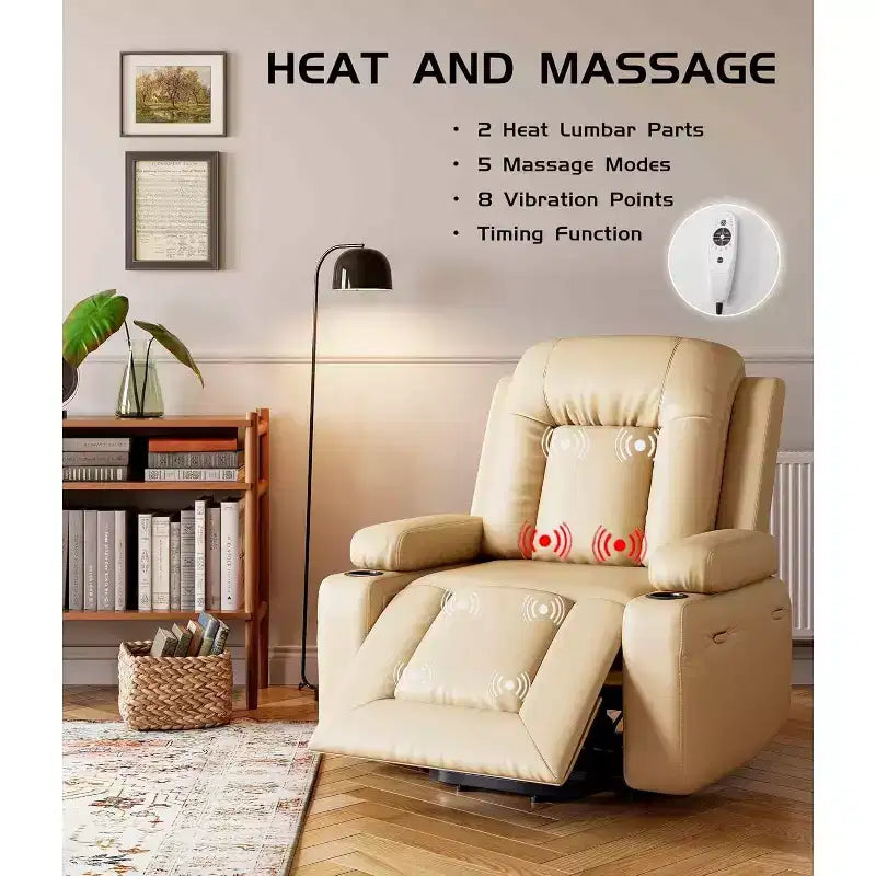 Oversized Power Lift Recliner Chair for Elderly, Faux Leather Lift Chair with Wide Seat, Cup Holders, and Side Pockets for Living Room