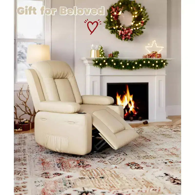 Oversized Power Lift Recliner Chair for Elderly, Faux Leather Lift Chair with Wide Seat, Cup Holders, and Side Pockets for Living Room