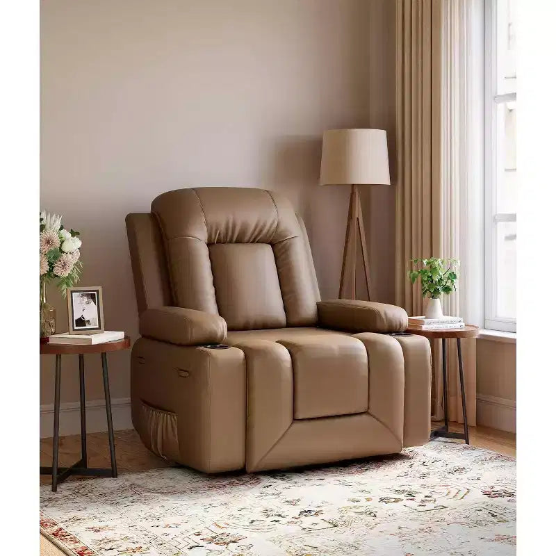 Oversized Power Lift Recliner Chair for Elderly, Faux Leather Lift Chair with Wide Seat, Cup Holders, and Side Pockets for Living Room