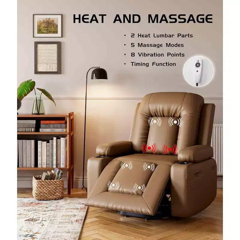 Oversized Power Lift Recliner Chair for Elderly, Faux Leather Lift Chair with Wide Seat, Cup Holders, and Side Pockets for Living Room