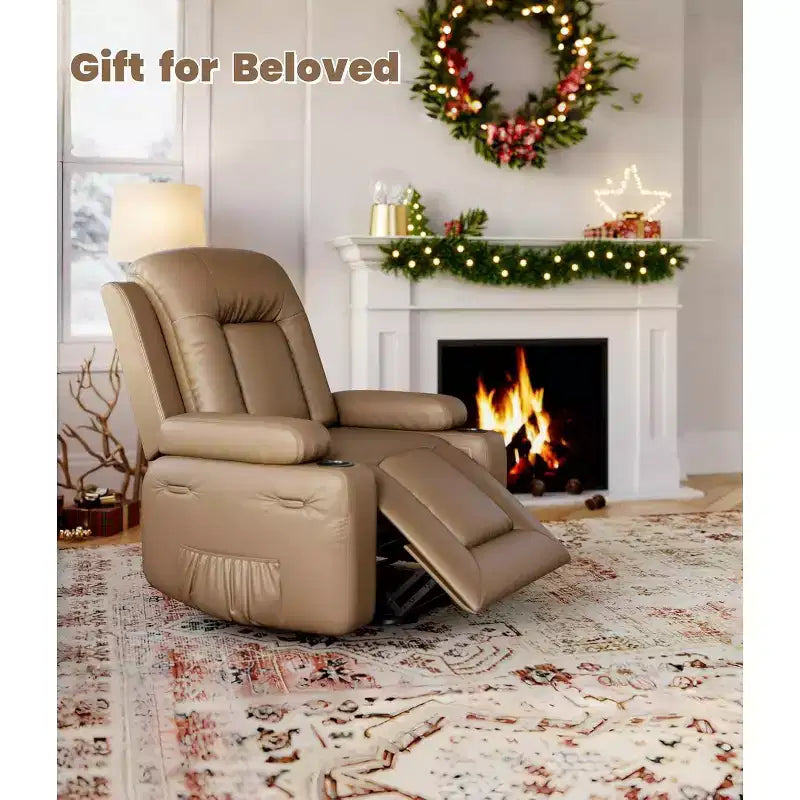 Oversized Power Lift Recliner Chair for Elderly, Faux Leather Lift Chair with Wide Seat, Cup Holders, and Side Pockets for Living Room