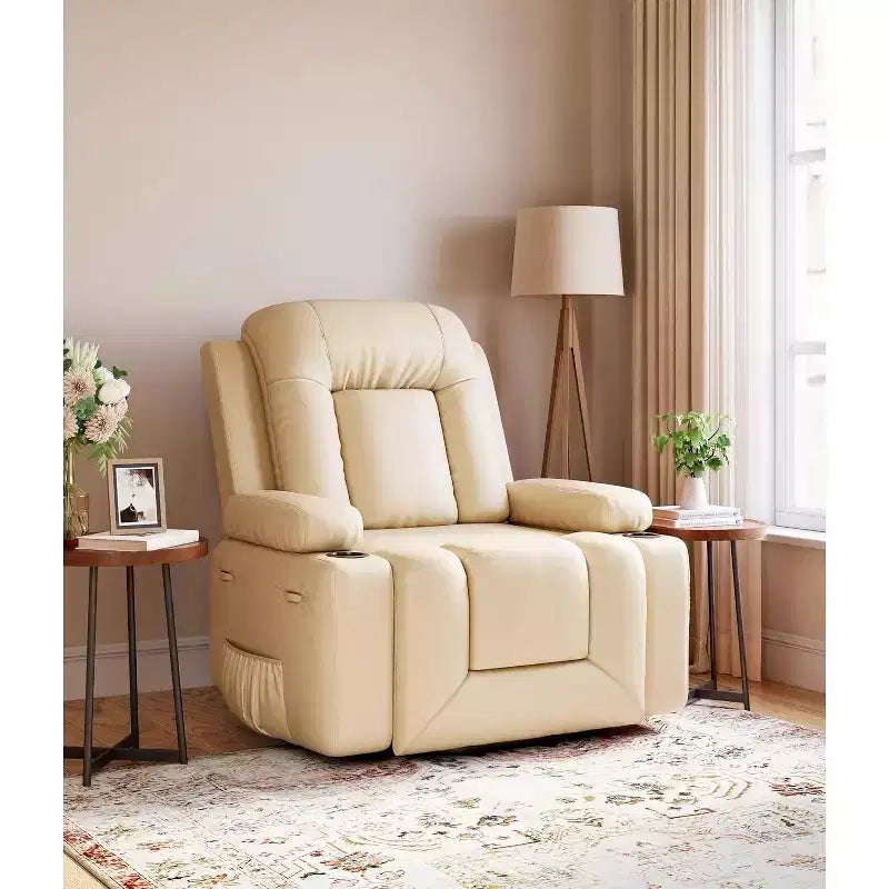 Oversized Power Lift Recliner Chair for Elderly, Faux Leather Lift Chair with Wide Seat, Cup Holders, and Side Pockets for Living Room
