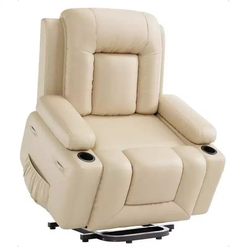 Oversized Power Lift Recliner Chair for Elderly, Faux Leather Lift Chair with Wide Seat, Cup Holders, and Side Pockets for Living Room
