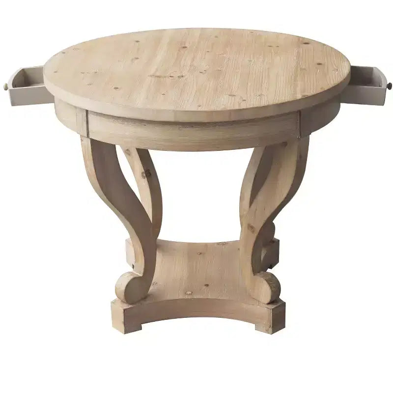 Round Dining Table with Curved Legs Kitchen Table Farmhouse Style Small Coffee Table for Dining Room
