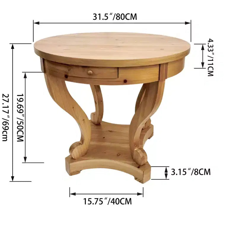 Round Dining Table with Curved Legs Kitchen Table Farmhouse Style Small Coffee Table for Dining Room