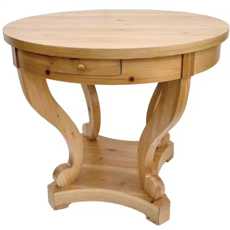 Round Dining Table with Curved Legs Kitchen Table Farmhouse Style Small Coffee Table for Dining Room