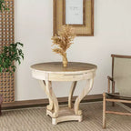 Table à manger ronde avec pieds courbés Table de cuisine style ferme Petite table basse pour salle à manger