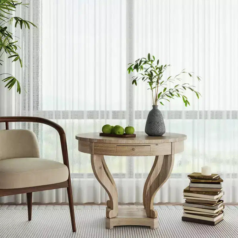 Round Dining Table with Curved Legs Kitchen Table Farmhouse Style Small Coffee Table for Dining Room