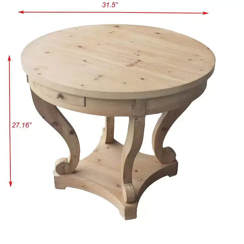 Okak Round Dining Table with Curved Legs Kitchen Table Farmhouse Style Small Coffee Table for Dining Room