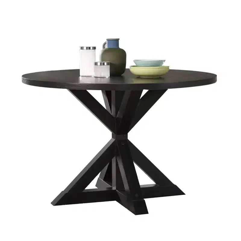 Round Dining Table 48 Mid-Century Modern Dining Table with Cross Leg for Dining Room, Living Room