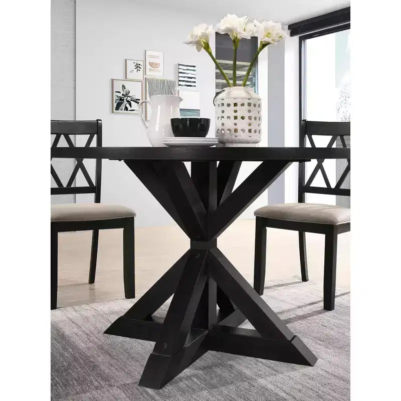 Round Dining Table 48 Mid-Century Modern Dining Table with Cross Leg for Dining Room, Living Room