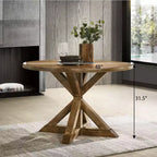 Table de salle à manger ronde 48'' - Table à manger moderne du milieu du siècle avec pieds croisés pour salle à manger, salon