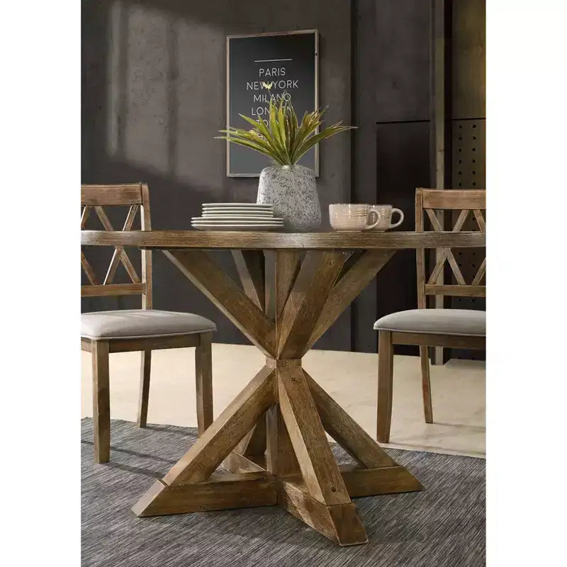 Round Dining Table 48 Mid-Century Modern Dining Table with Cross Leg for Dining Room, Living Room
