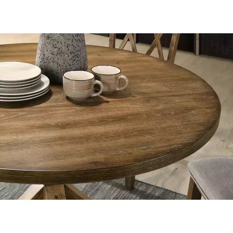 Round Dining Table 48 Mid-Century Modern Dining Table with Cross Leg for Dining Room, Living Room