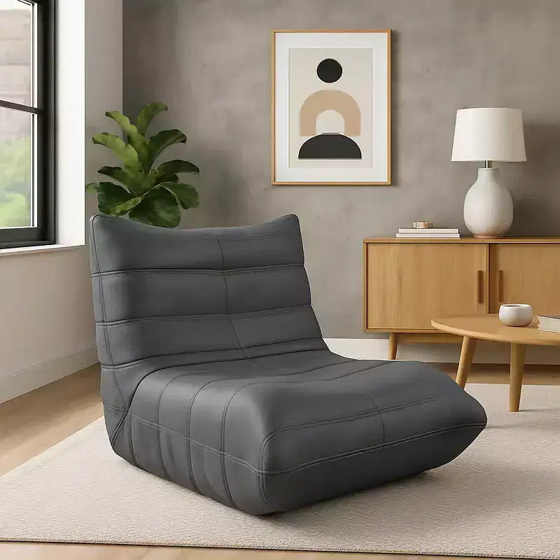 Modern Accent Chair  Comfy Upholstered Armchair with High-Density Cushion & Plush Foam  Chair for Living Room or Bedroom - Leathaire Gray