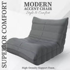 Fauteuil d'appoint moderne, fauteuil rembourré confortable avec coussin haute densité et mousse moelleuse pour salon ou chambre à coucher - Gris Leathaire