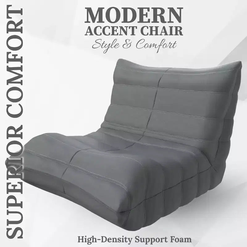 Modern Accent Chair Comfy Upholstered Armchair with High-Density Cushion & Plush Foam Chair for Living Room or Bedroom - Leathaire Gray
