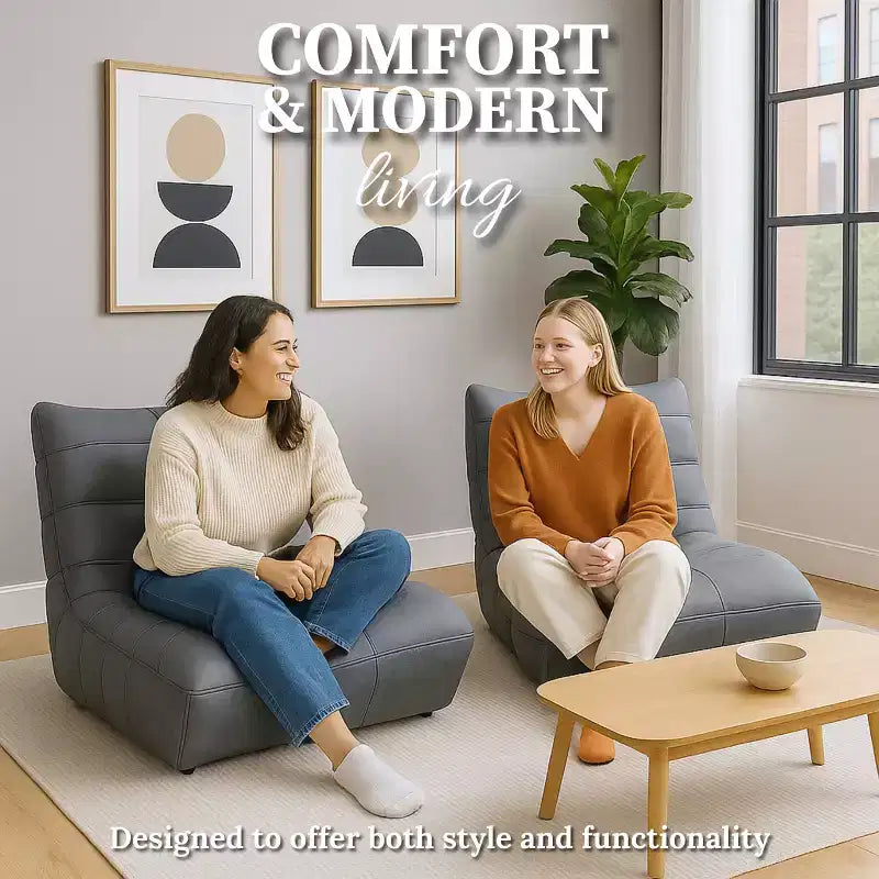 Modern Accent Chair Comfy Upholstered Armchair with High-Density Cushion & Plush Foam Chair for Living Room or Bedroom - Leathaire Gray